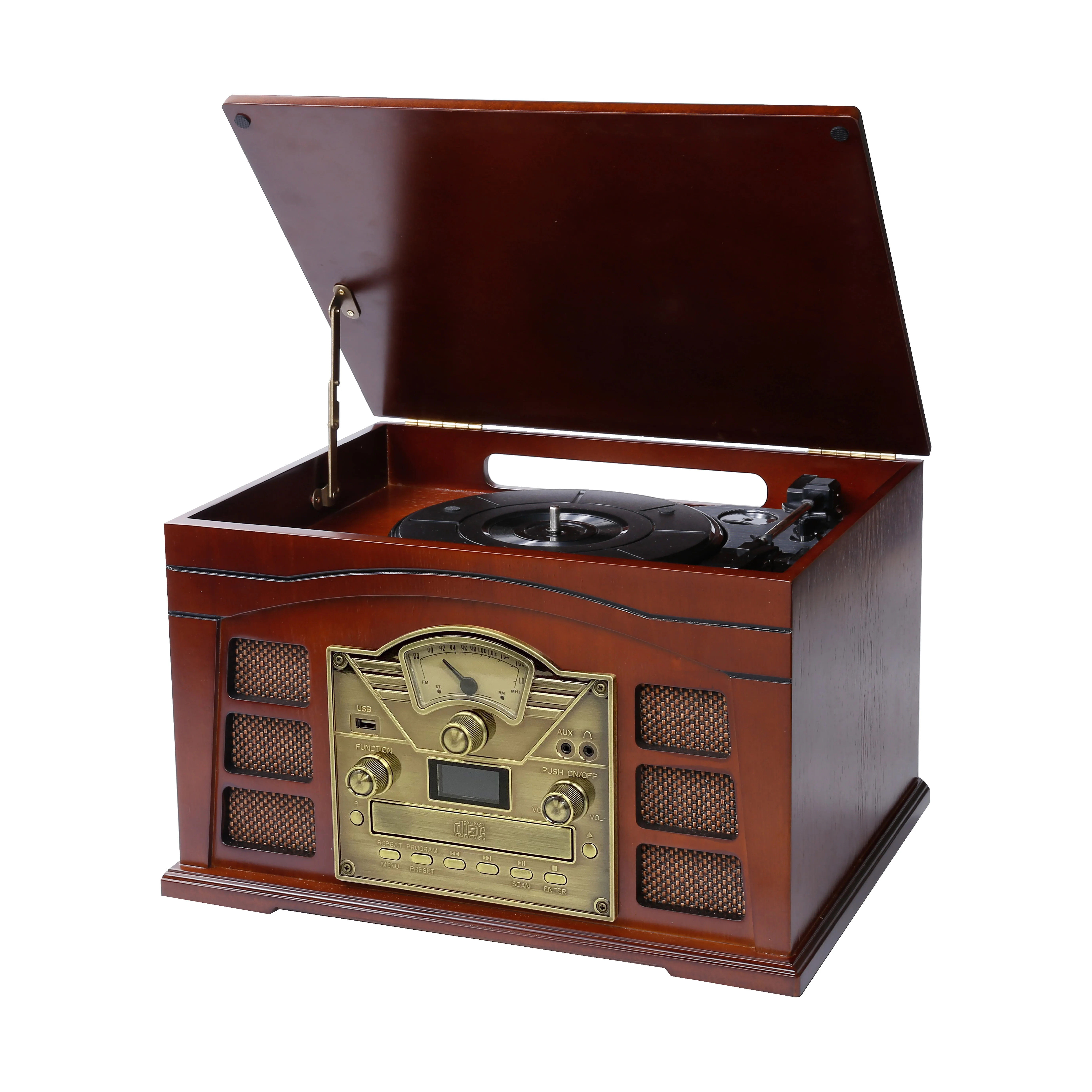 

wholesale turntable phono CD/MP3 player with AM/FM radio, USB slot
