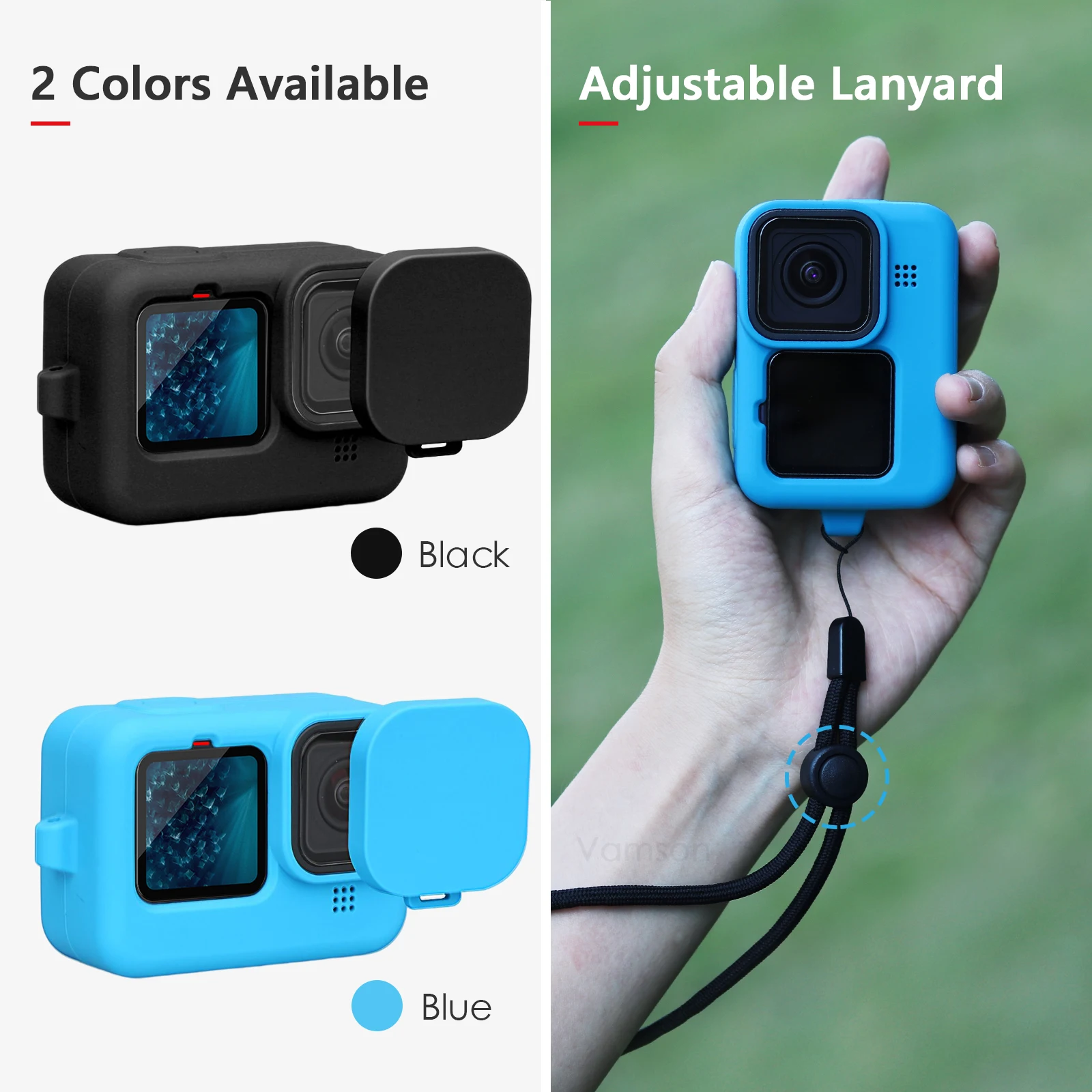 Lot de 2 coques de protection pour caméra d'action, universelles, étanche