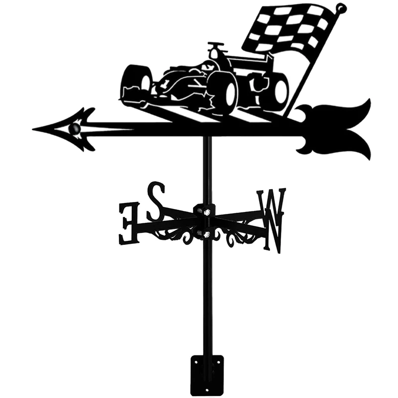 Hot Yo-Metal Weathervane Racing Car Weather Vane Outdoor Roof Yard Decor Weather Vane, Hollow Out Art Che Indica La Direzione Del Vento