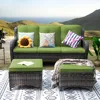 Patio Furniture Set 3-Piece Wicker Outdoor Furniture Conversational Sets with 3-Seat Sofa,2 Rattan Wicker Sectional Sofa Set 1