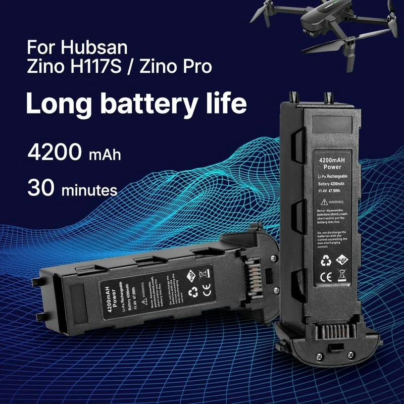 Bateria para Hubsan H117s Zino Gps rc Drone Quadcopter Peças de Reposição Bateria do Vôo para rc Câmera Drone Preto 11.4v 4200mah - Image 5
