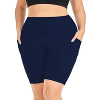 Women's High-Waisted Yoga Shorts Plus Size Workout Leggings with Dual Pockets Stretch European Style Activewear for Gym & Casual - Image 5