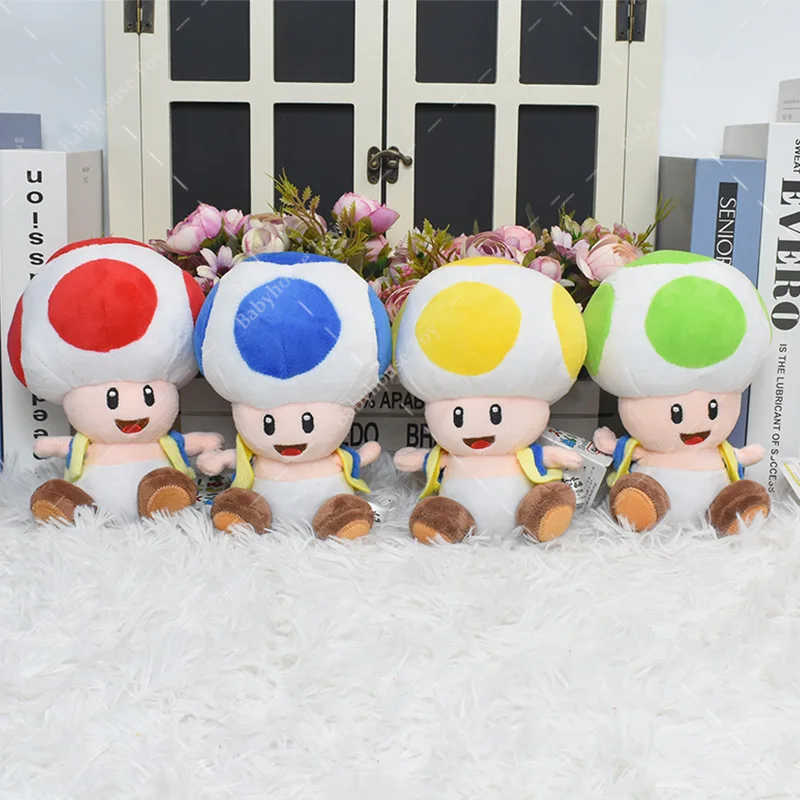 Mario Mushroom Cute Classical Game Red Blue Yellow Toad Plush Stuffed Dolls  Plush Toys Birthday Gifts