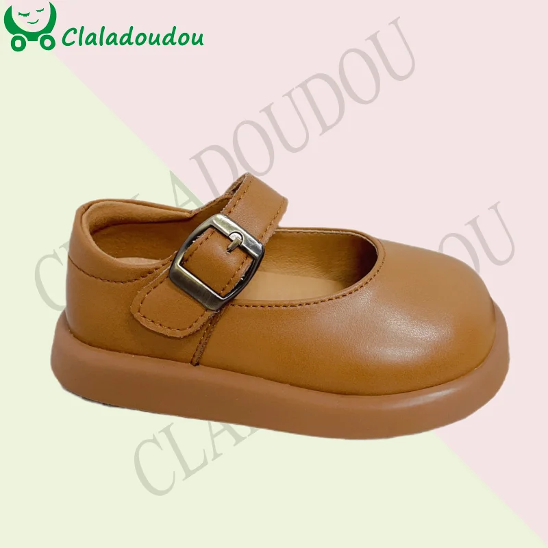 

Size 21-30 Brand Kids Leather Shoes For Girls Solid Round Toe Toddler Princess Dress Shoes For School Perfomance Wedding Party