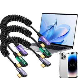 Durable Spiral USB - C to USB - C Charging Cable - Green