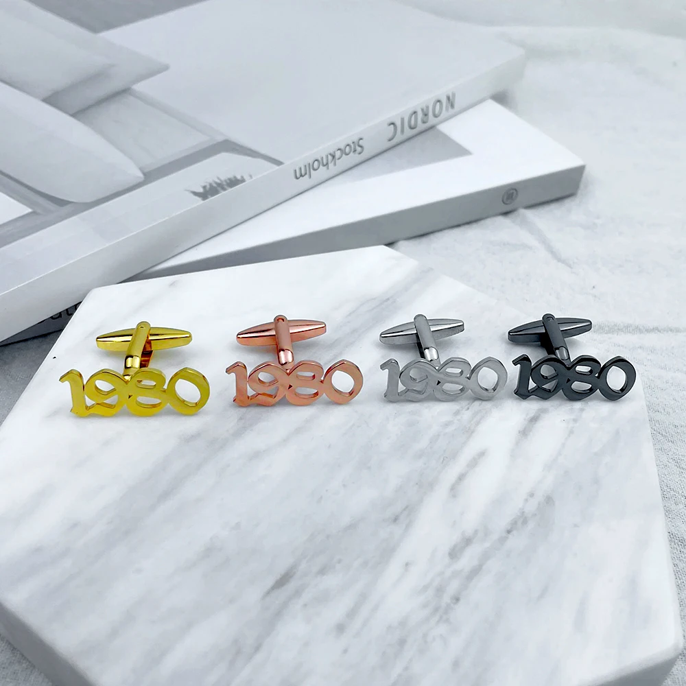 

Men's Stainless Steel Date Cufflinks Jewellery Personalized Men Shirt Cufflink Wedding Groomsmen Gift Gemelos Para Hombre Camisa