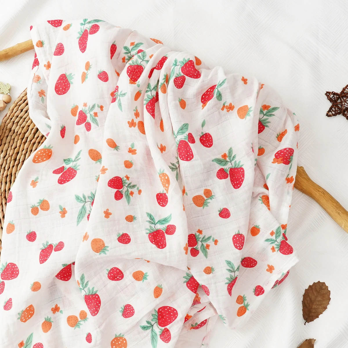 HappyFlute One Piece Fahion Print Muslin Cotton Fiber Baby Swaddle Newborn Blanket Baby Infant Wrap 120x110cm 5