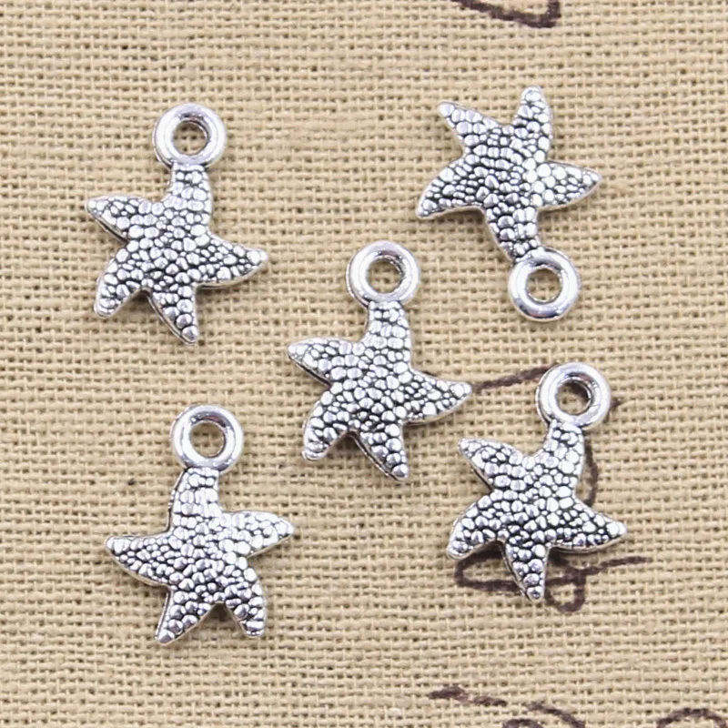 앤티크 실버 컬러 펜던트, DIY 공예품, 수제 티베트 쥬얼리 제작, 바다 불가사리 별, 16x12mm, 30 개