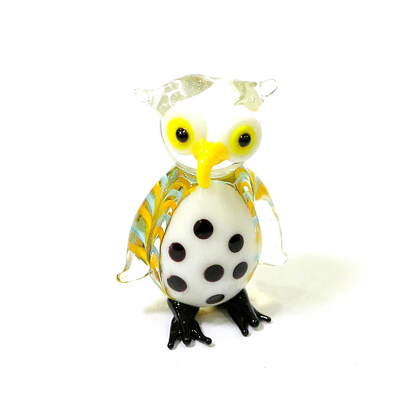 Cute Glass Owl Mini Figurine Japan Style Cartoon Animal Tiny Statue Artigianato Ornamento Home Desk Fairy Garden Decor Accessori