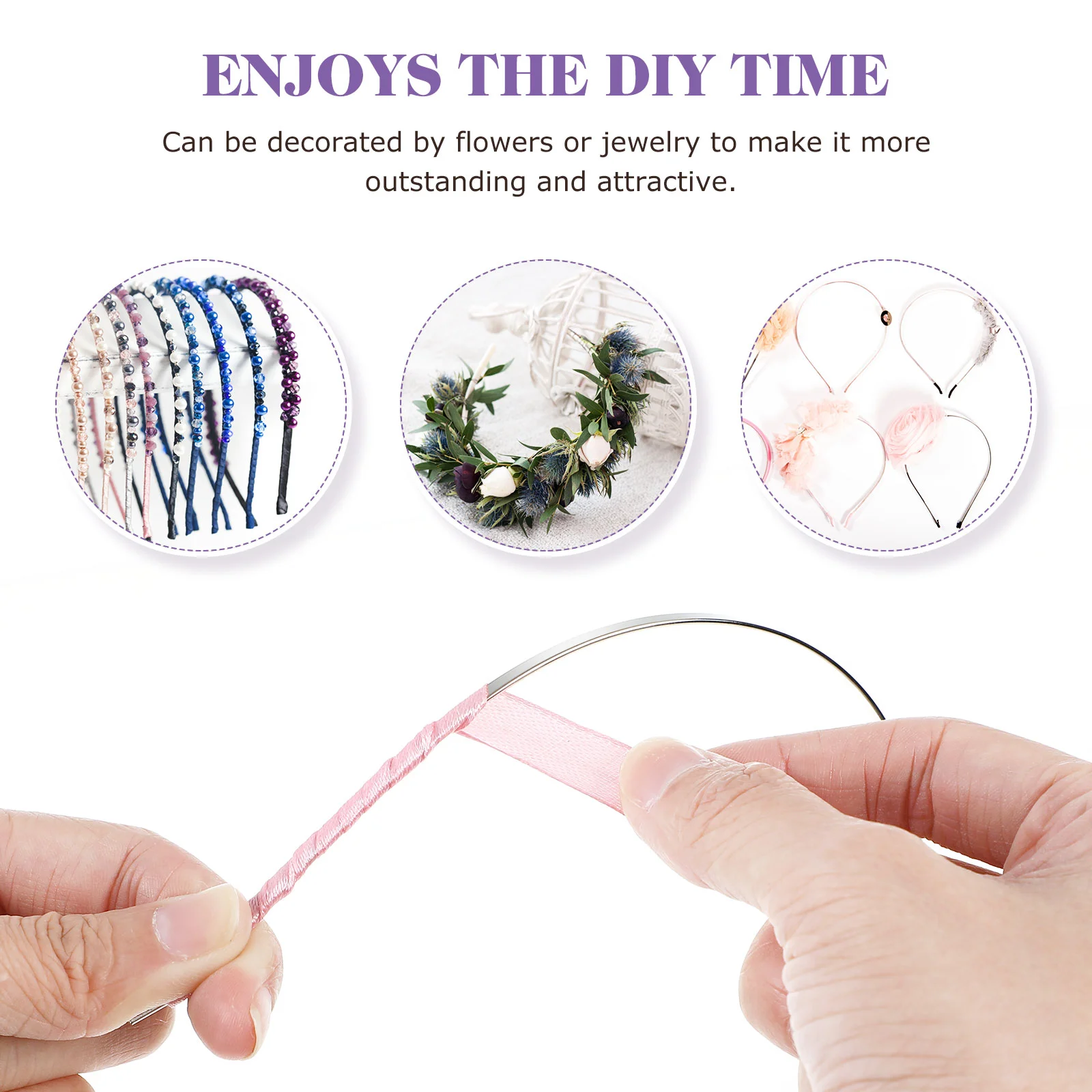 금속 머리띠 베이스 스틸 블랭크 부드러운 헤어 후프 밴드, DIY 헤어밴드, 헤어 쥬얼리 만들기 액세서리