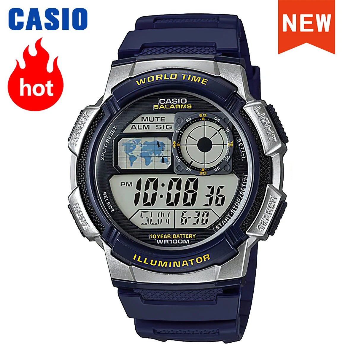 

Casio watch for men military LED relogio digital watch Waterproof sport Ten Years of Power quartz men watch AE-1000W series