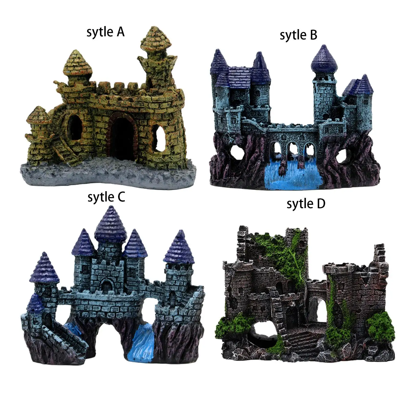 Aquarium Resin Castle Decoration Ancient Castle Design Fish Tank Ornament For Reptile Betta Fish Saltwater Tanks