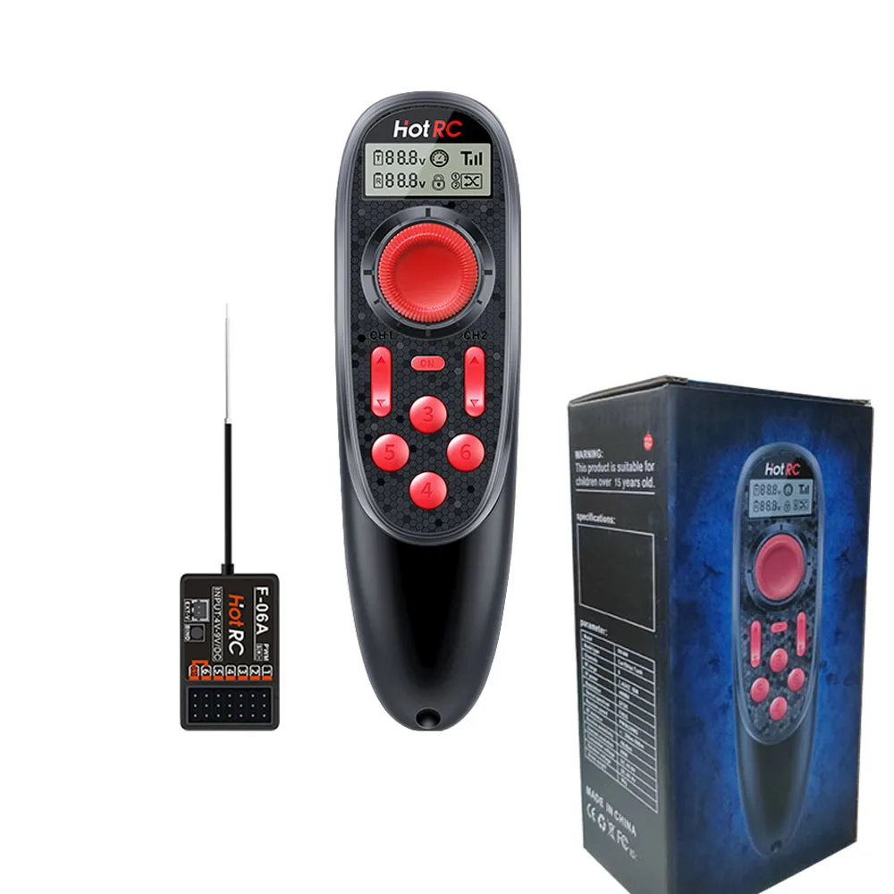 HOTRC DS-600 – Télécommande 6 Canaux 2,4 GHz Avec Récepteur PWM – Pour Bateau RC, Portée 300-600 M – Prise En Main Facile
