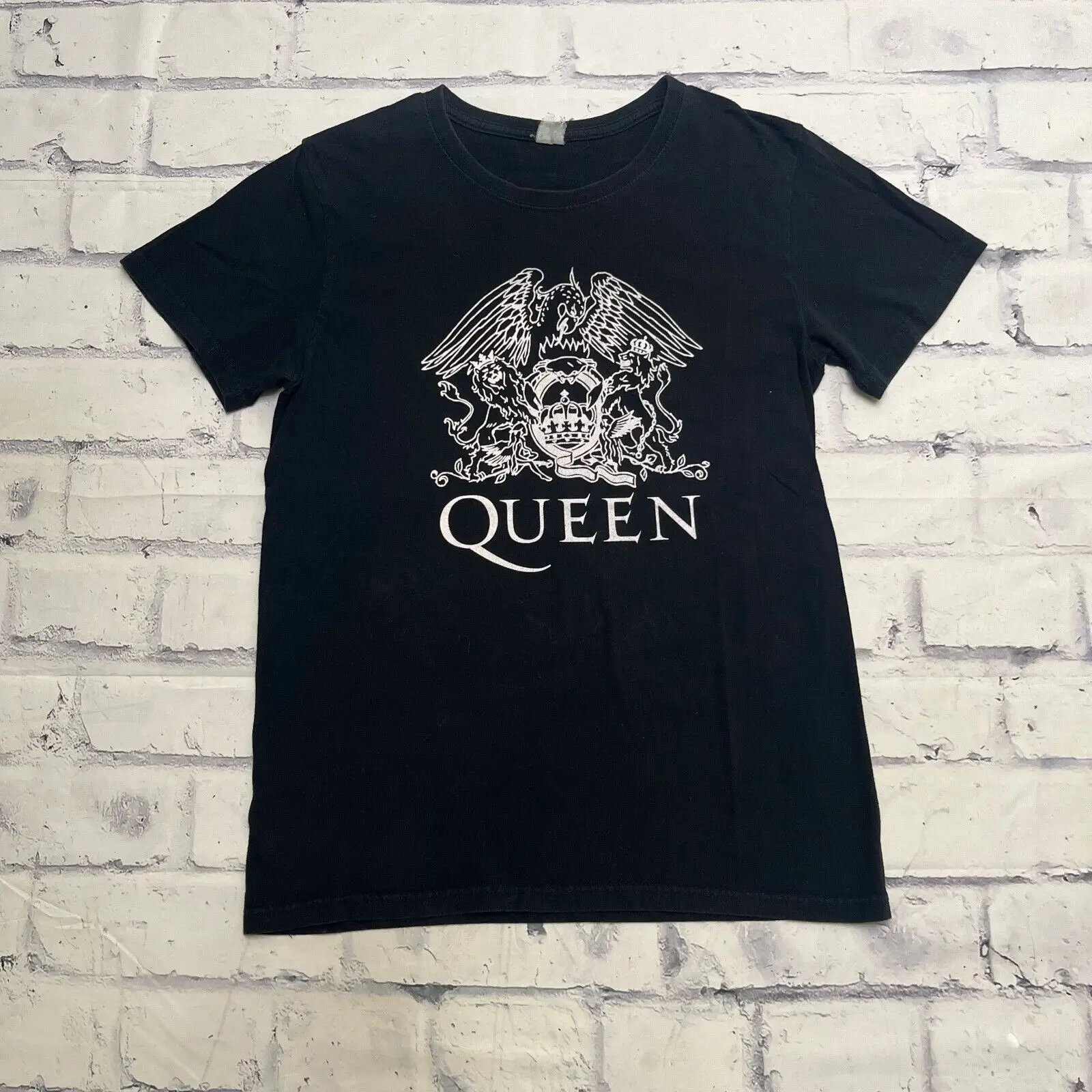 Queen Shirt Adult Black Rock Band Lion Crest Crown Crab Greatest Hits Maniche Lunghe O Corte