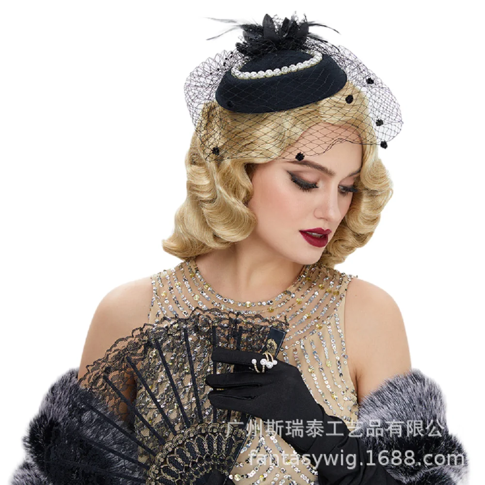 

Парик с волнистыми волнами, длинные челки в стиле ретро 1920-х 1920-х, коричневый, золотой, черный, косплей-парик гатсби, комикс, выставка, стиль на Хэллоуин