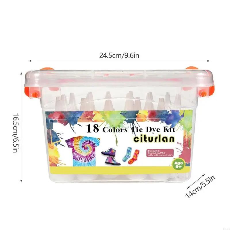 KXRA 18 Colors Tie Dye Clothing Textile Paint Rainbow Cold Water Tie Dye Set for Creative Painting Suit for Kids