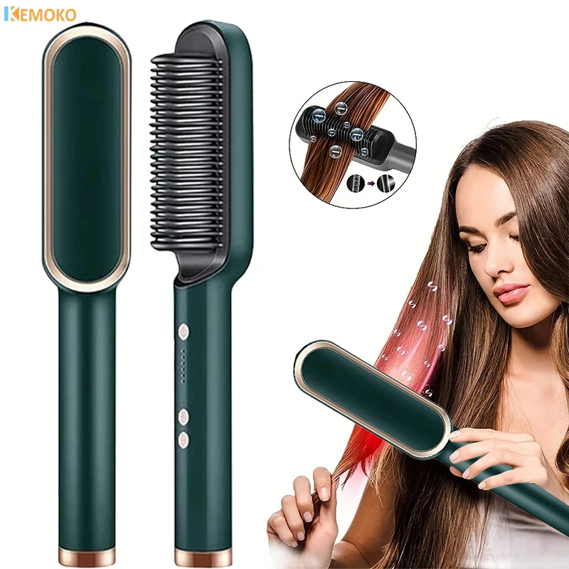 Hair straightener brush 3-in-1 Straightening Comb Heated Hair Brush Hair Straightener Brush Negative Ion Styling Comb Hair Styling Tool