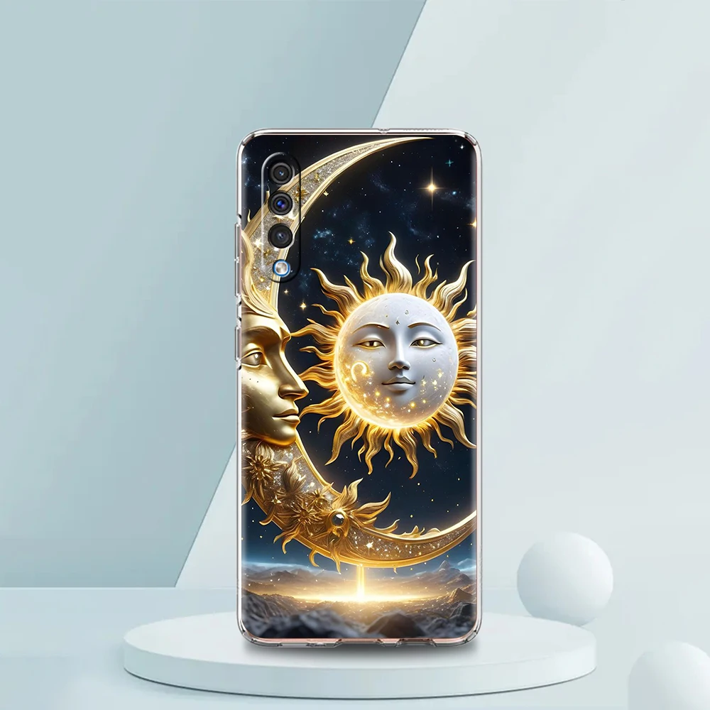 Celestial Transparent Soft Phone Case Cover – Moon Sun Design