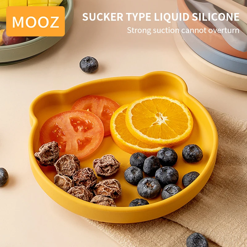

Силиконовая тарелка MOOZ, детская тарелка для кормления, набор посуды, тарелка на присоске, наборы для кормления ребенка, поднос для еды
