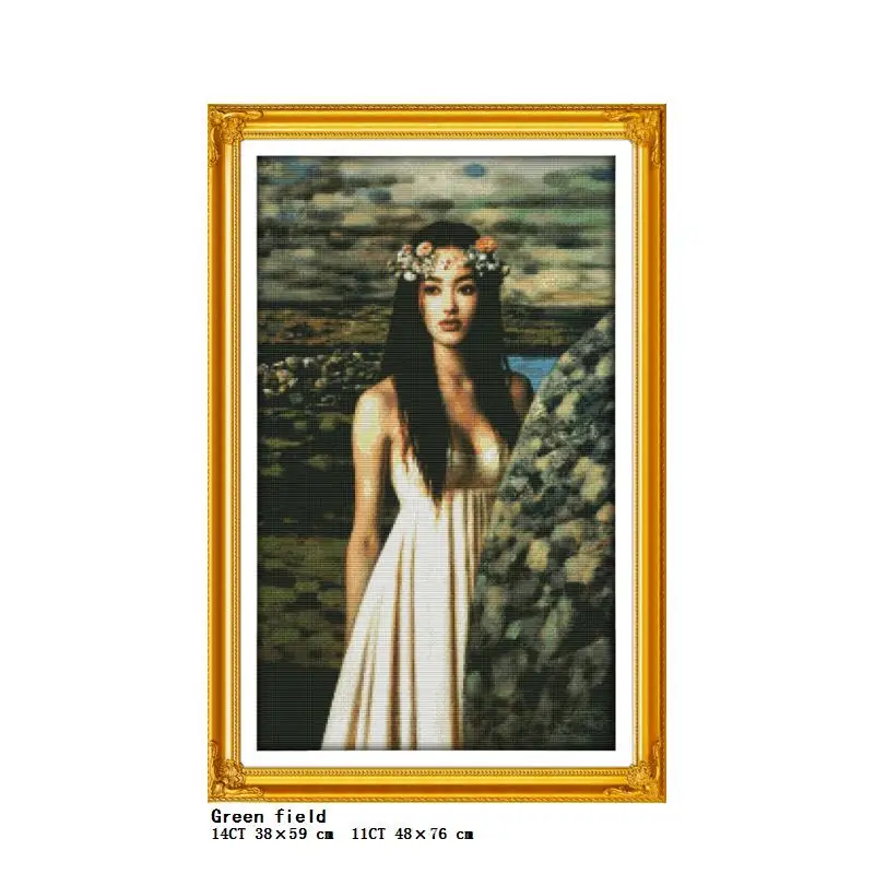 Oil Painting Girl Series Character Pattern Cross Stitch Kit 11CT 14CT Counted Printed Embroidery DIY Needlework Home Decor Gifts