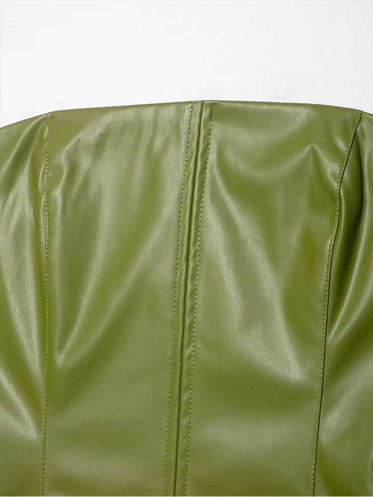 2025 New Women PU Leather Strapless Bag Hip Dress Sexy Sleeveless Backless Mini Dress Fashion High Street Party Clothing Women