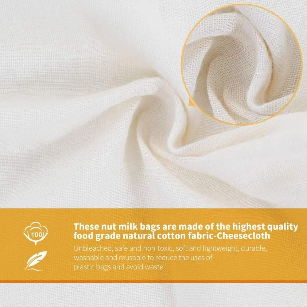 Cotton Cheesecloth Bags for Cold Brew Coffee and Nut Milk