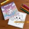 Cute Cat Art Coloring Book 24 Page Adult Picture Book Gift For Birthday Party Relieve Stress Kill Time Graffiti Painting Drawing 2