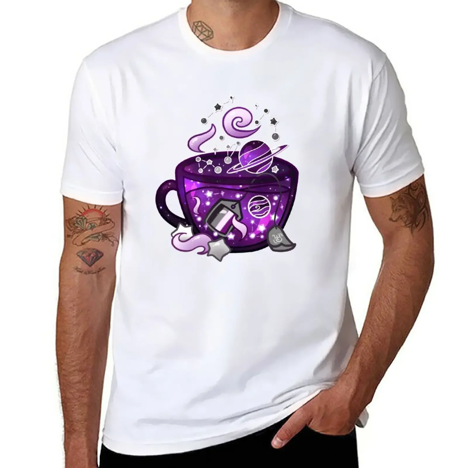 

New Pride Flag Teacup - Space Ace/Asexual T-Shirt Short sleeve Blouse t shirt for men