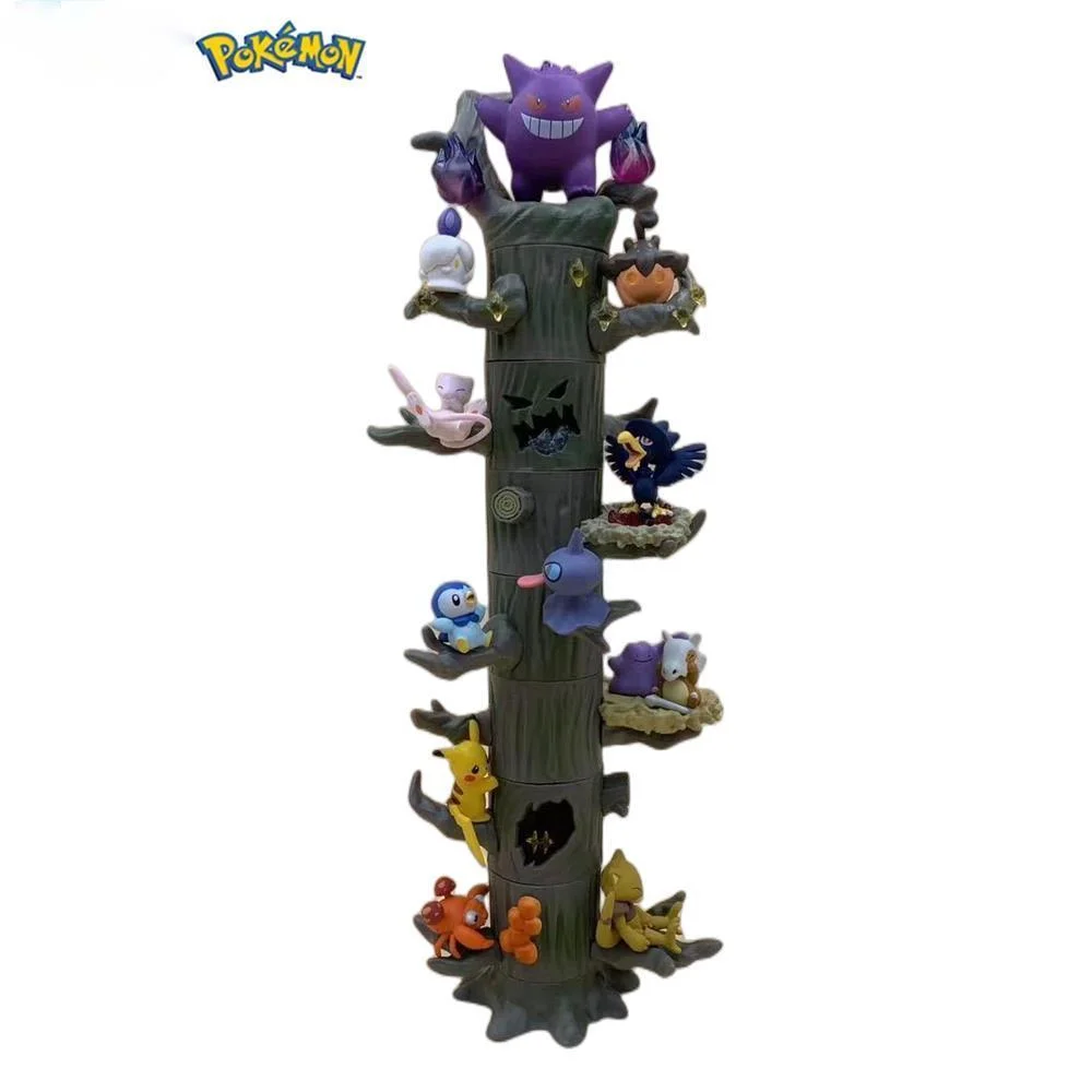 

8Pcs/Set POKEMON Toy tree stump Halloween Gengar Pocket Monster Pikachu Forest Action Figure Model Anime Figure Toy For Kid Gift