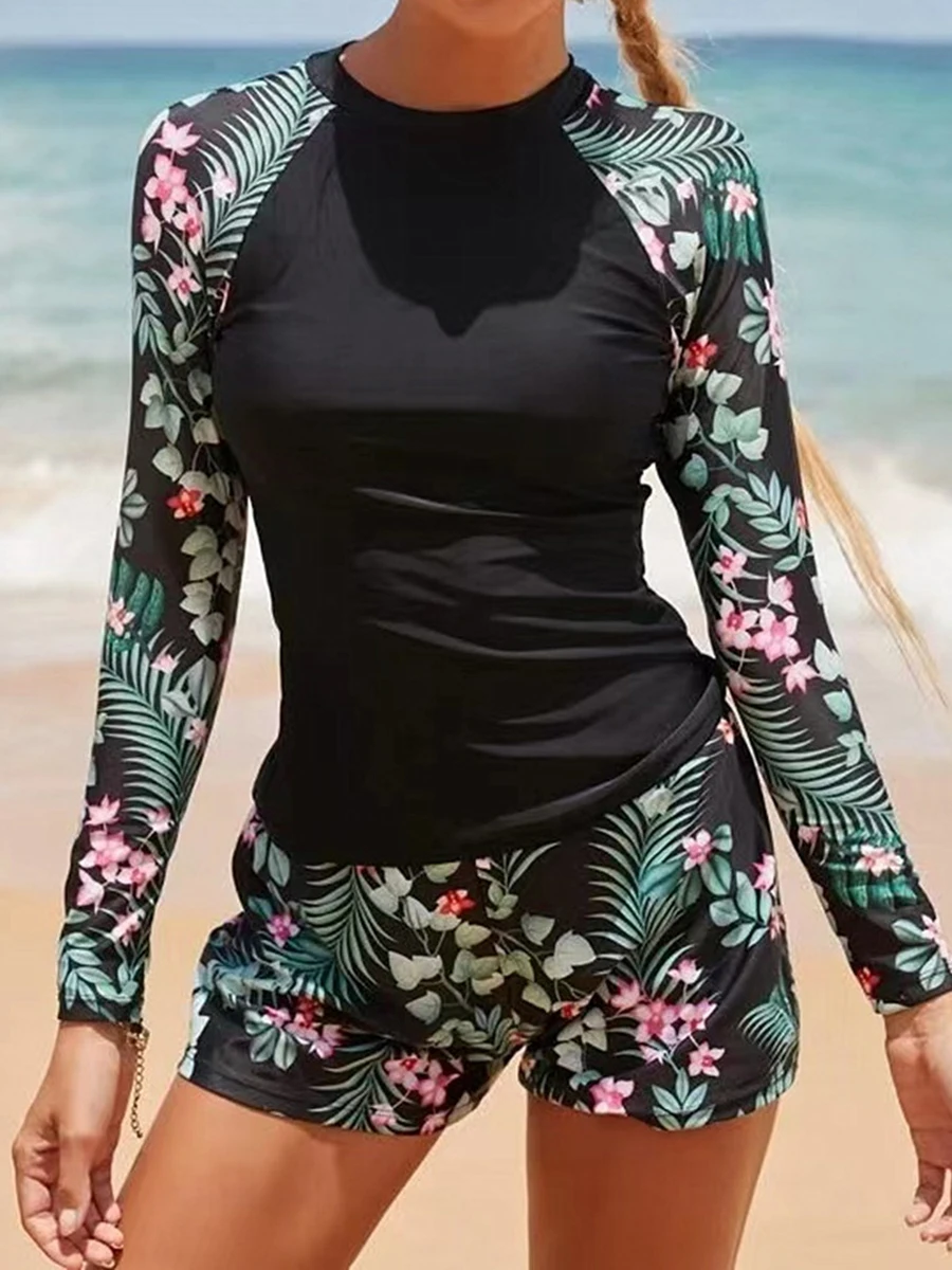 Rash Guard Long Sleeve Surfing Swimsuit Women Two Pieces