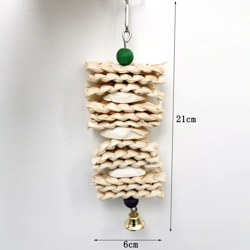 Bird Toys Chewing Toy Parrot Cage Bite Toys Corn Husks Color Wood Beads Entertainment Toys for Small and Medium Parrots Birds 6