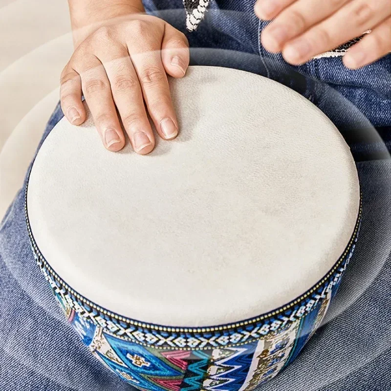 African 8 Inch Djembe Drum Hand-Carved Solid-Wood Goat-Skin Traditional Musical Instrument