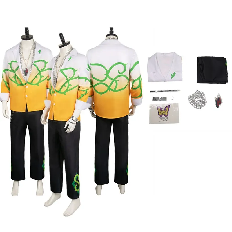 

Костюм для косплея аниме букчигири мужа Цзинь, мужская рубашка для взрослых, пальто, брюки, ожерелье, наряды, костюмы на Хэллоуин, карнавал, искусственный костюм для маскировки