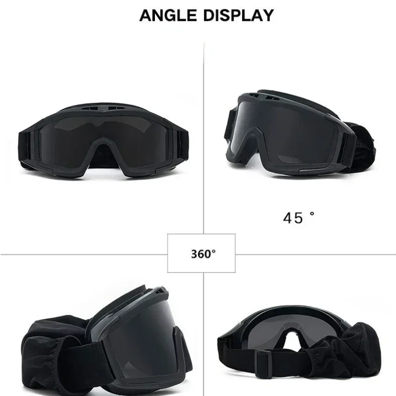 

Тактические мотоциклетные военные противоударные очки для стрельбы, пустыни, пыленепроницаемые очки, уличные спортивные очки с 3 линзами