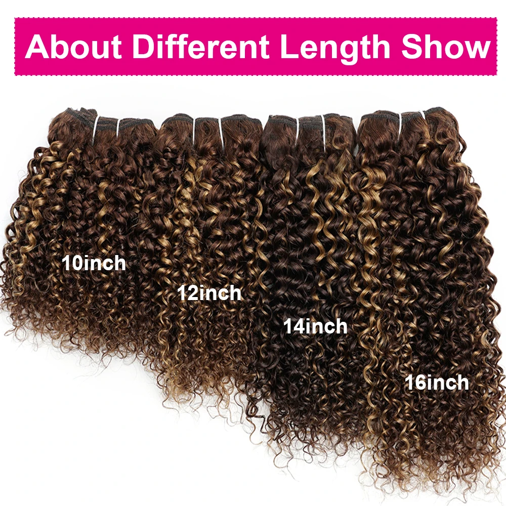 Burmese Curly Hair Bundles 55g/pcs Human Hair Bundle P4/27 Highlight Brown Mixed Honey Blonde Curly Hair Extension For Bob Style 3