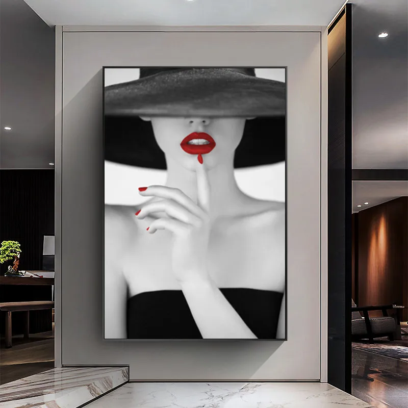 

Modern Fashion Makeups Woman Red Lips Wall Art Canvas Painting Poster and Prints Girl Room Bedroom Decoration Home Decor