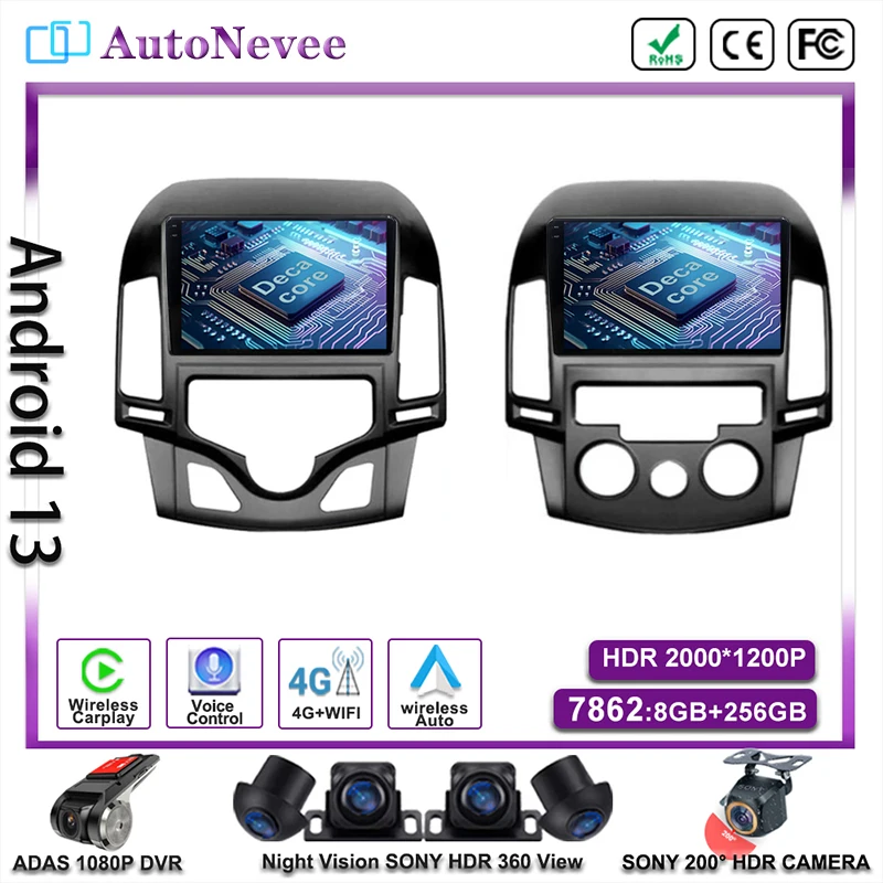 

Android 13 For Hyundai I30 2006 - 2011 Car Radio Multimedia Player Navigation Auto Head Unit Dash Cam HDR Stereo GPS NO 2DIN DVD