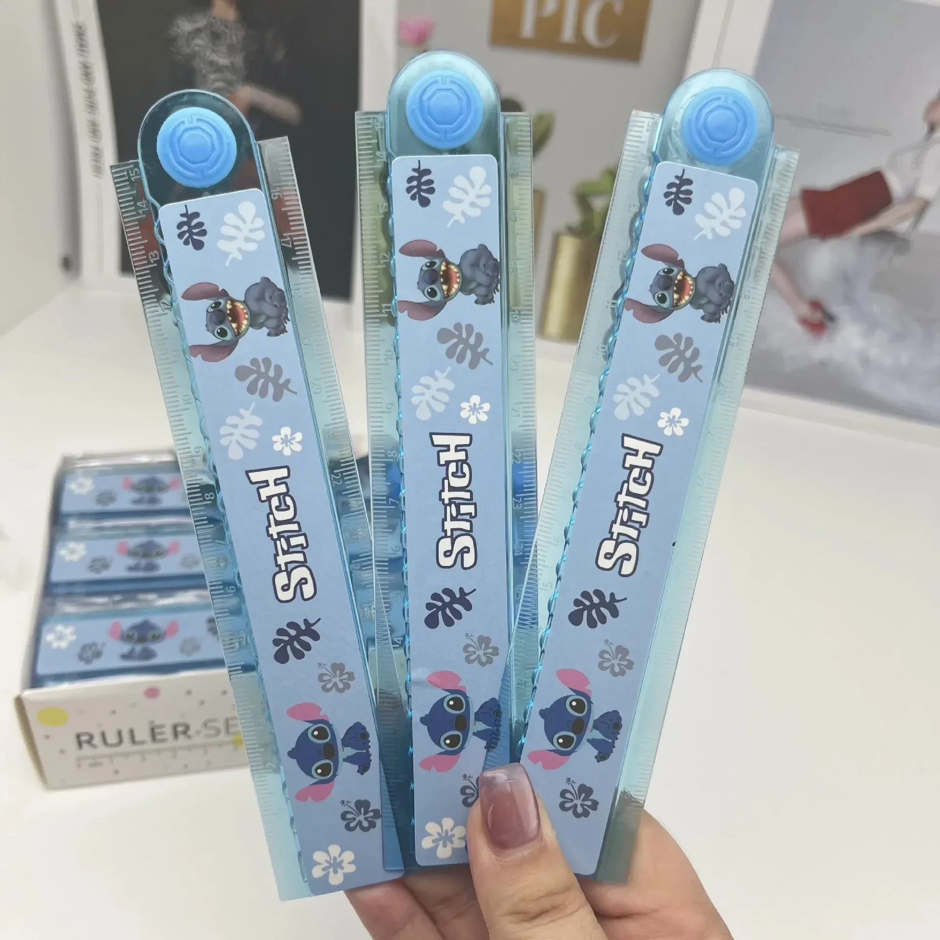 1/10pcs 30cm Lilo & Stitch Folding Ruler Disney Anime Figure Cute School Supplies Accessories Office Tools Kawaii Stationery toy
