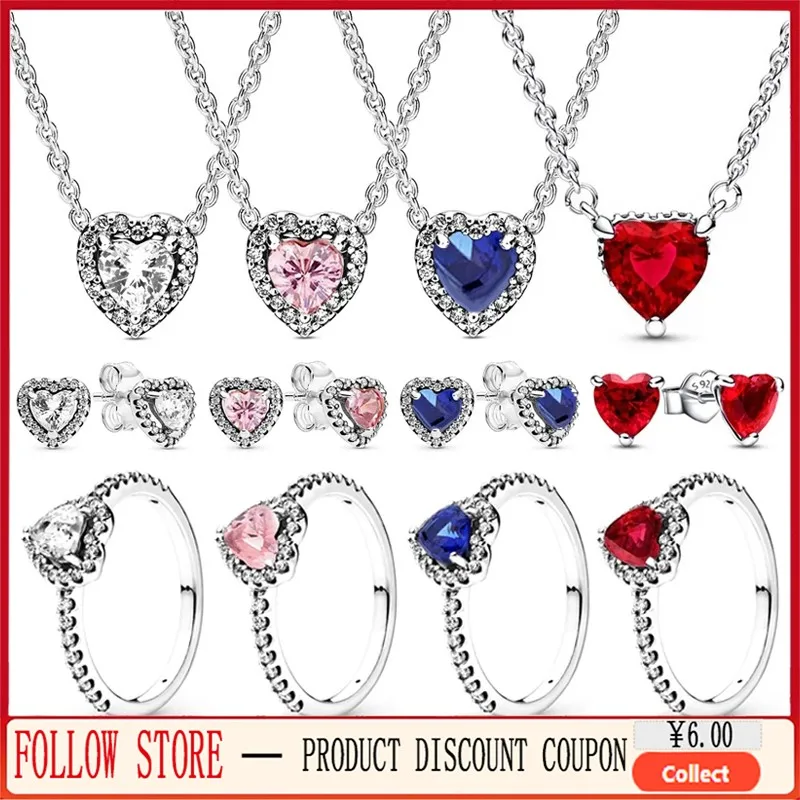 

New Women's Ring 925 Silver Hot Selling Love Necklace Original Logo Heart Ring Fashionable DIY Charming Jewelry