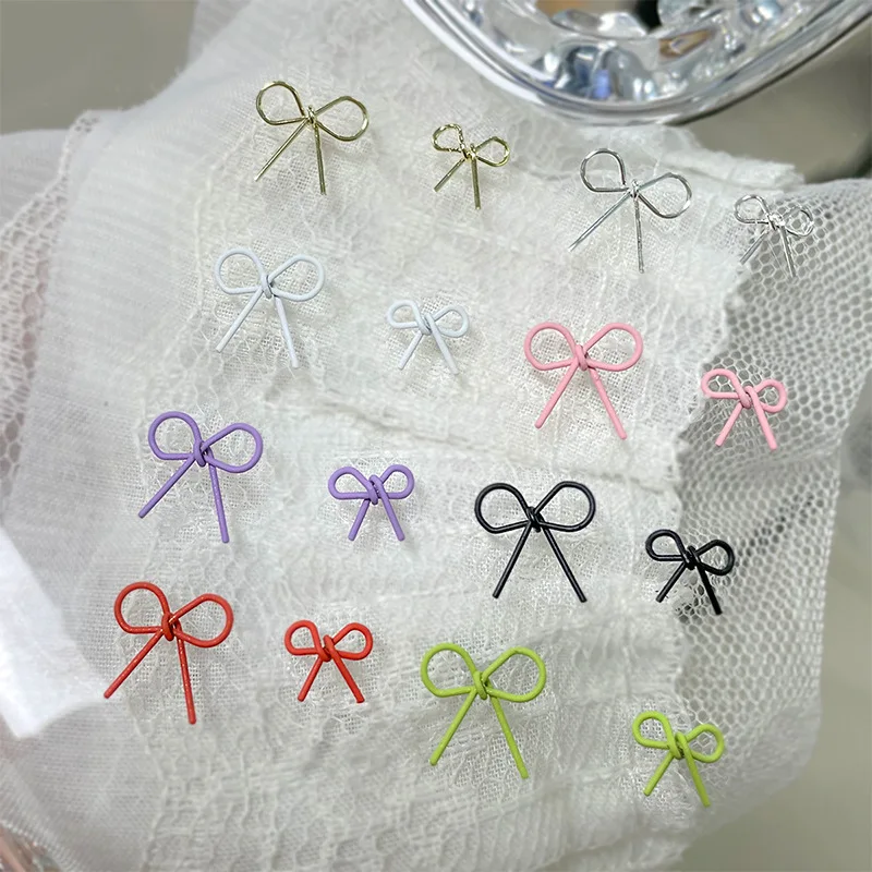 20PCS Versatile Simple Colorful Thin Bowknot Hand-twisted Iron Wire Bow Alloy Nail Art Rhinestones Decorations Manicure Charms 3