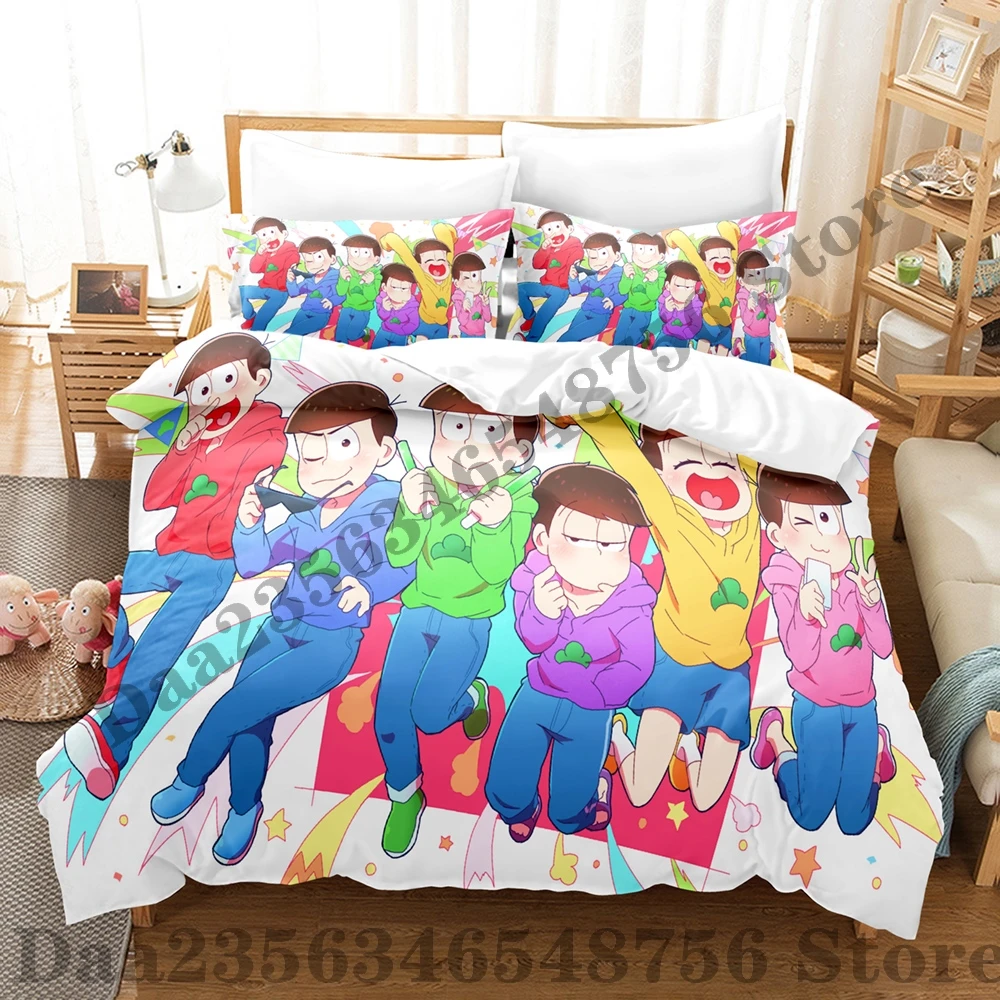 2024 Osomatsu San Bedding Set Single Twin Full Queen King Size Bed Set Adult Kid Bedroom Duvetcover Sets 3D Anime Bed Sheet Set 3