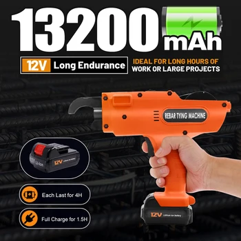 Rebar Tier Machine 0.31-1.34in Electric Rebar Binding Gun Auto Steel Bar Tying Tool Handheld Workshop Rebar Tool 12V EU/US plug 1