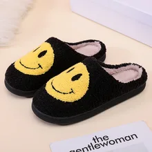 

WONTIVE Unisex Smiley Face Slippers Womens Smiley Face Plush Fluffy Slippers Home Comfy Cute Cartoon Non Slip Indoor Slipper Men