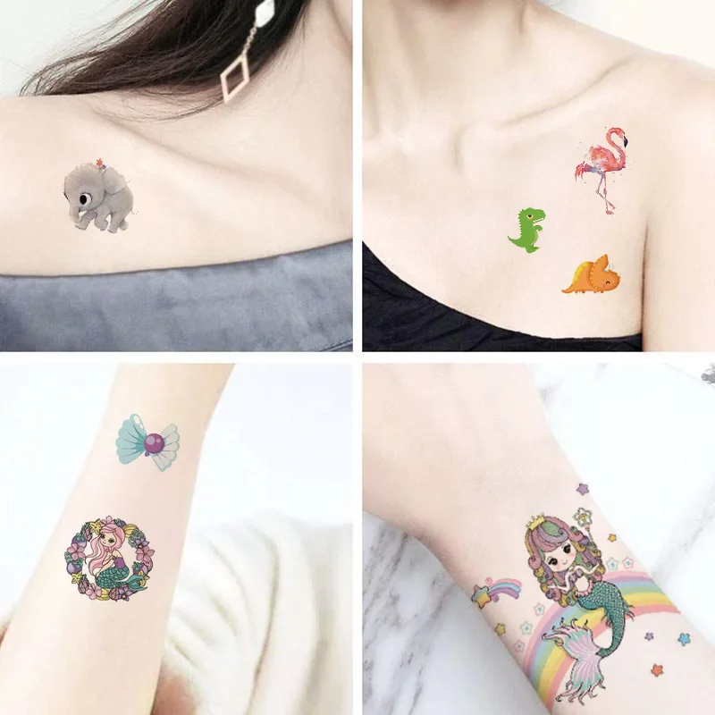 10PCS New Tattoos for Children Transfer Tattoos for Kids Mini Waterproof Tattoos Festival Glitters Face Unicorn Animals Stickers 4