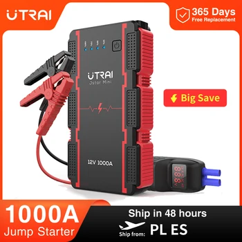 UTRAI 1000A Avviatore di emergenza Dispositivo di avviamento della banca di potere Caricatore portatile Booster di emergenza 12V Batteria per auto Avviatore di emergenza