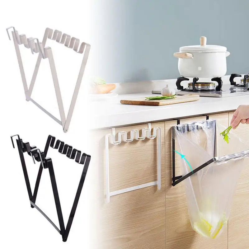 

Punch Free Trash Bag Holder for Cabinet Door Easy Installation Hanging Trash Bag Hanger Convenient Kitchen Garbage Can Holder
