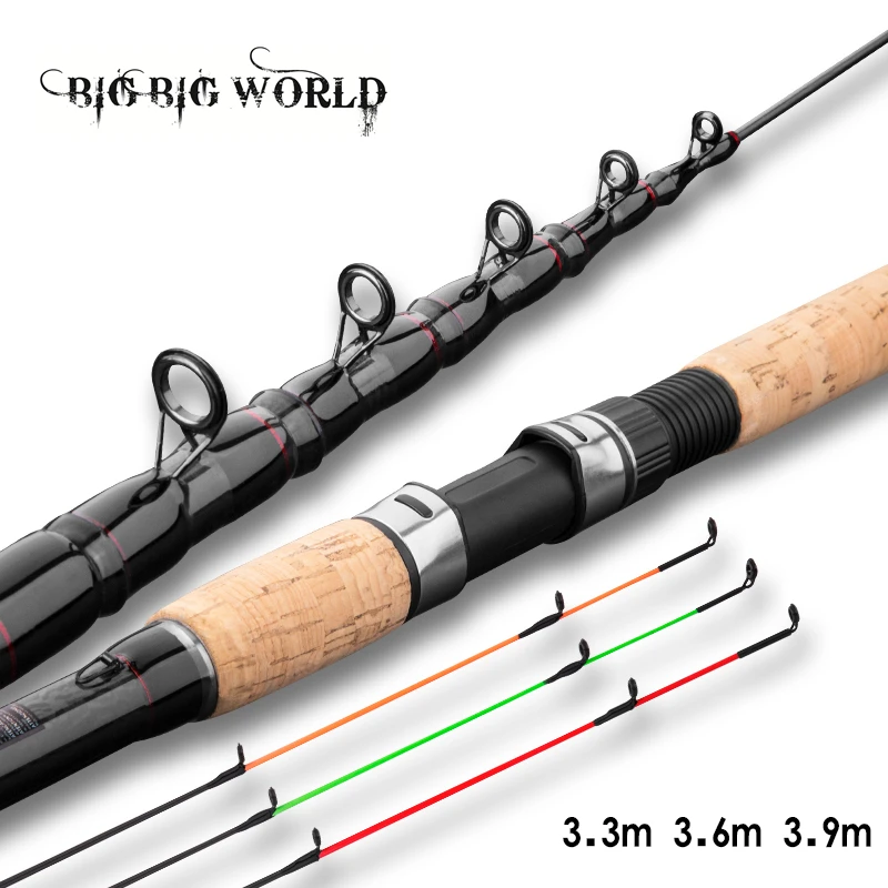 BIGBIGWORLD Telescopic Feeder Fishing Rod 3 Color Tips Traveling Spinning  High Carbon Heavy Weight 60 - 180g 3.3m 3.6m 3.9m HARD