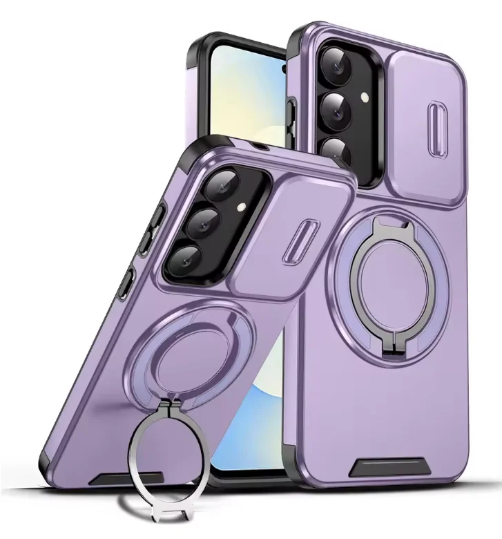 Case For Samsung Galaxy S25 FE Slide Lens Protect Shockproof Armor Phone Case For Galaxy S25 Edge Ultra Plus Ring Holder Cover