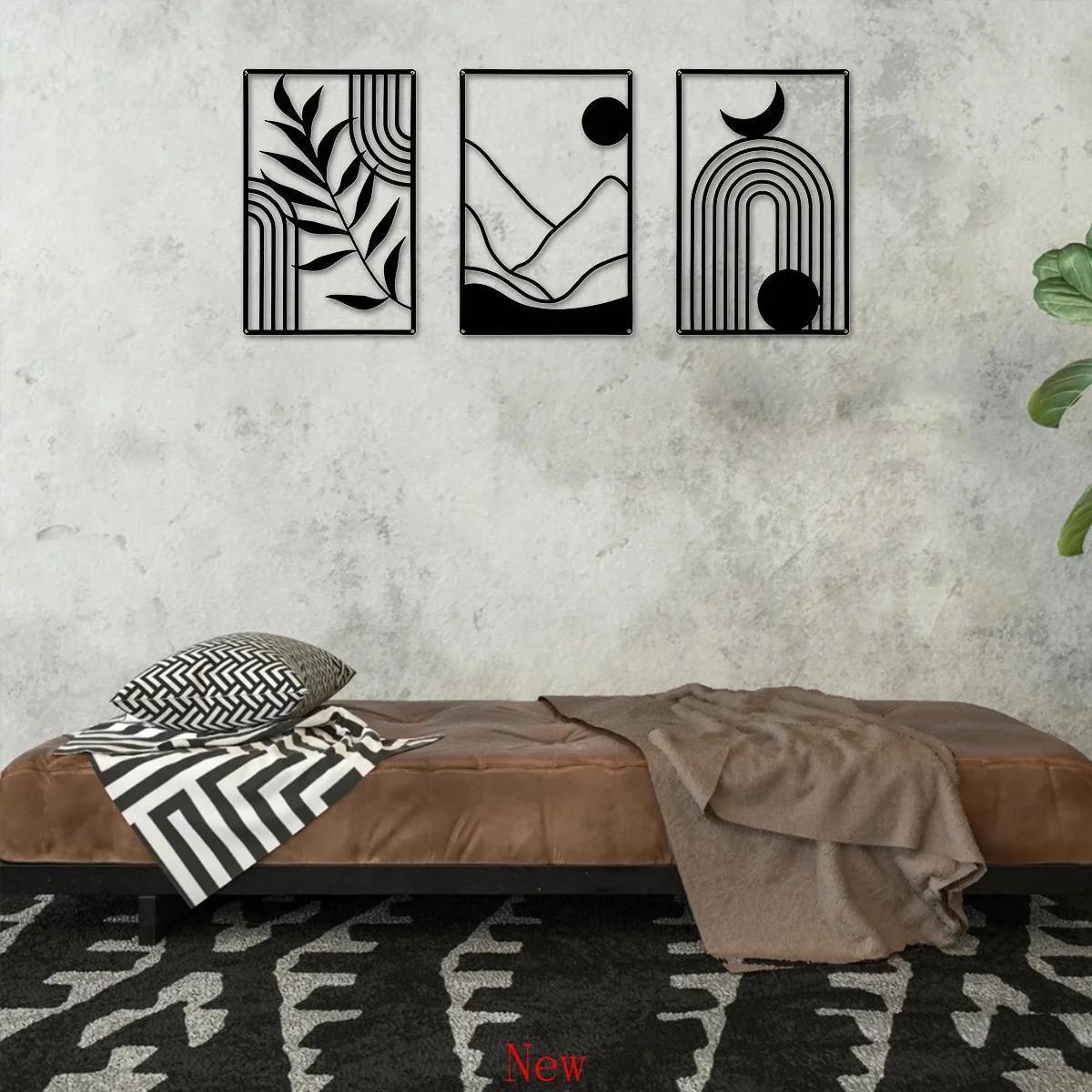 

Черные металлические минималистичные геометрические художественные абстрактные линии, украшения для офиса, гостиной, ресторана, металлические настенные подвесные украшения wa