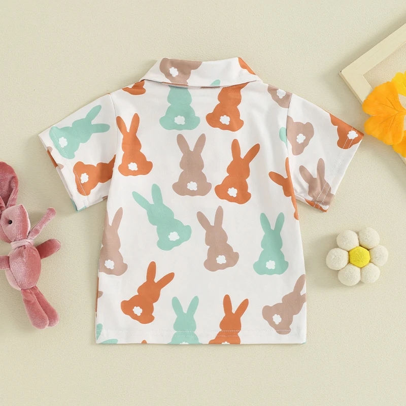 Summer St. Patrick's Day Kids Boys T-shirt Short Sleeve Shirt Bunny Clover Print Tops Clothes boys short sleeve shirts